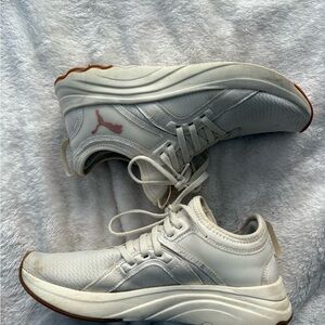 White and Red Athletic Sneakers